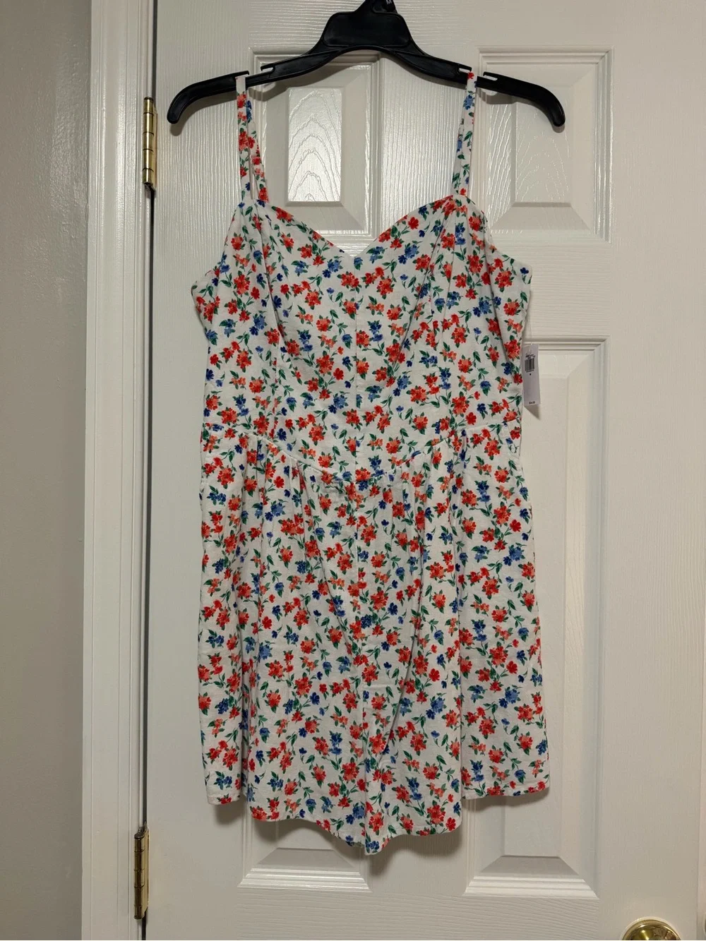 Old Navy White Sundress with Red & Blue Floral Print